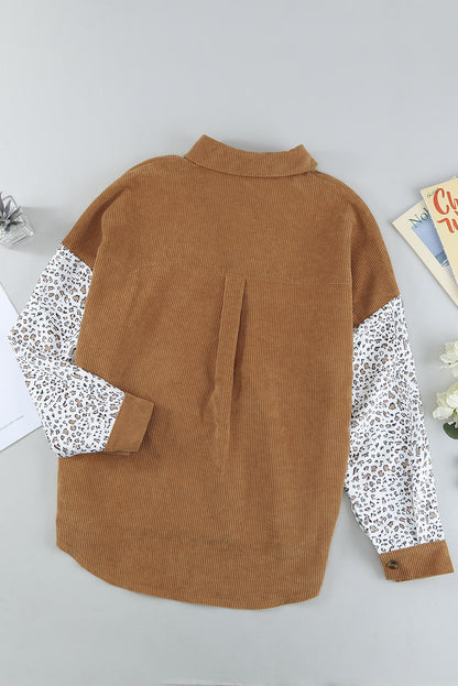 Button Up Colorblock Pocket Corduroy Jacket