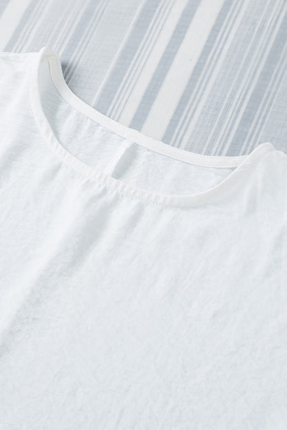 Casual Shirred Cuffs Half Sleeve Top