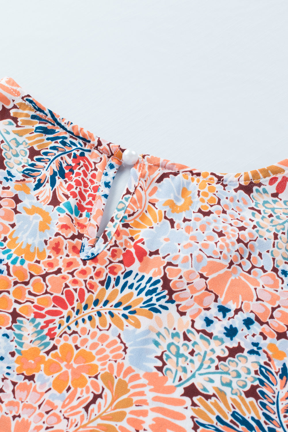 Multicolor Floral Print Smocked Cuffs Long Sleeve Blouse