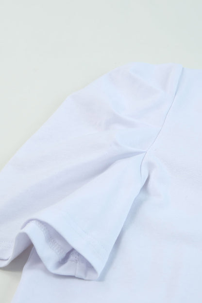 Puff Sleeve Casual V Neck T-Shirt