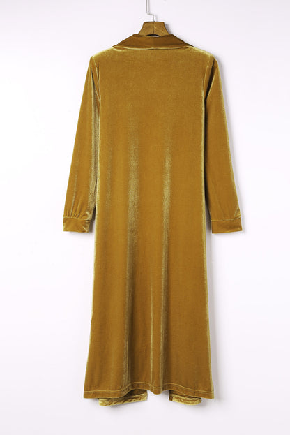 Pocketed Open Front Long Cardigan