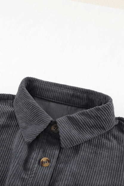 Button Up Colorblock Pocket Corduroy Jacket