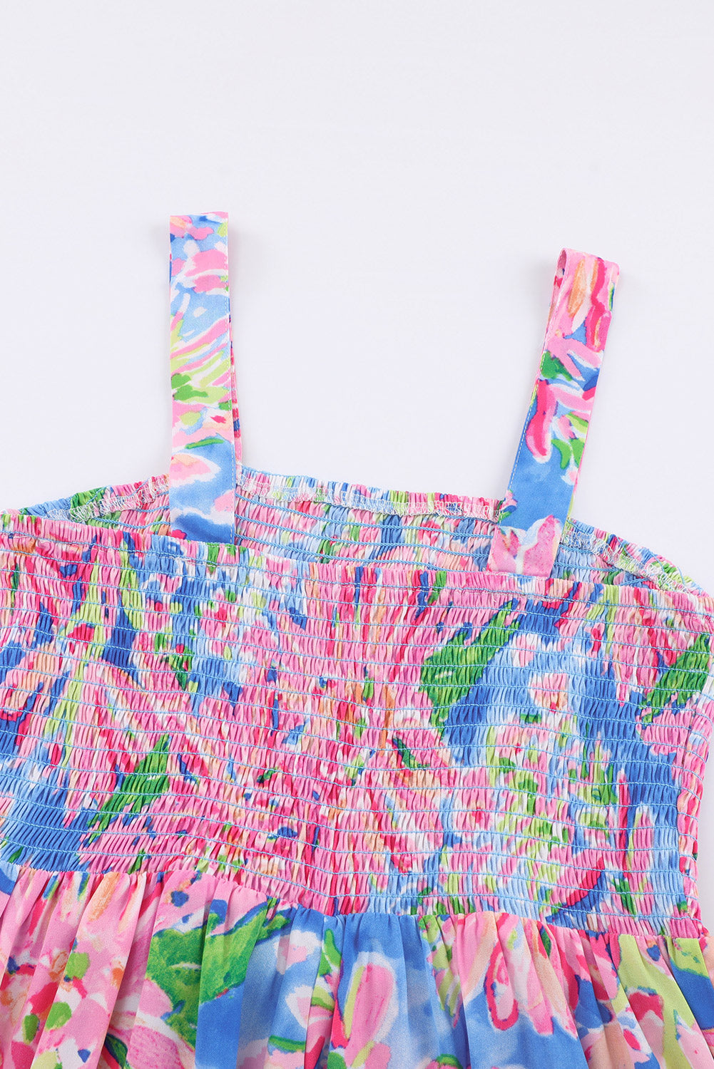 Abstract Floral Print Split V Neck Short Sleeve Blouse