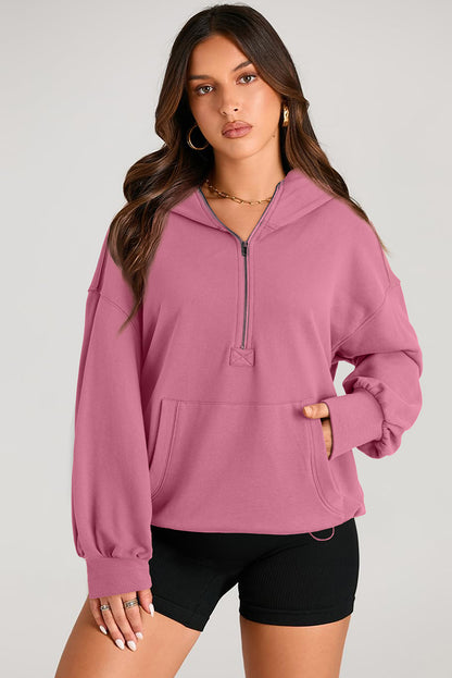 Kangaroo Pocket Half Zipper Oversized Hoodie