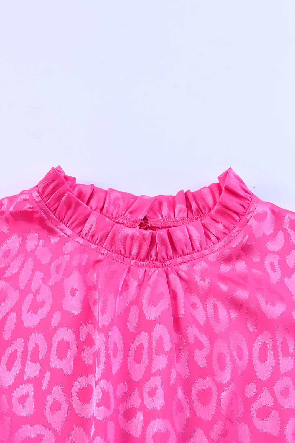 Rosy Satin Jacquard Sleeveless A-Line Leopard Print Dress