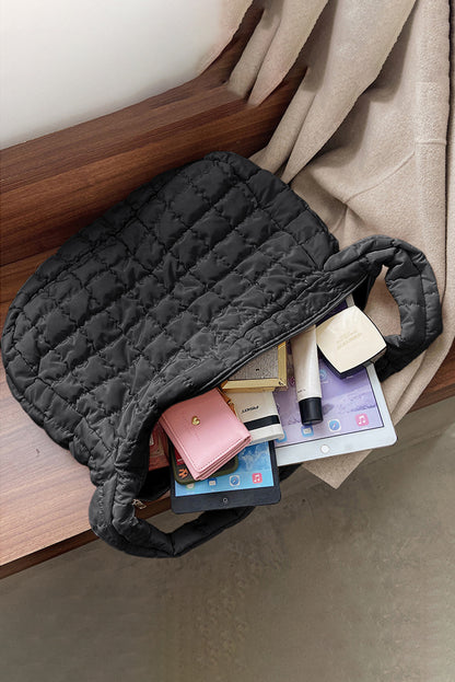 Casual Quilted Zipper Large Shoulder Bag