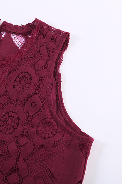 Elegant Sleeveless Flower Lace Top for Summer