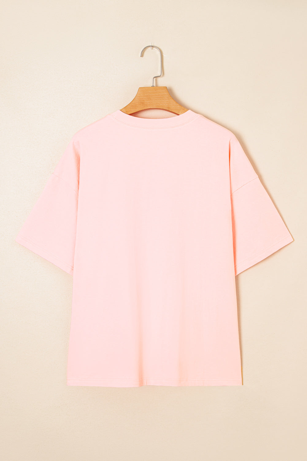Light Pink Eyelet Colorblock Star Applique Plus Size T Shirt