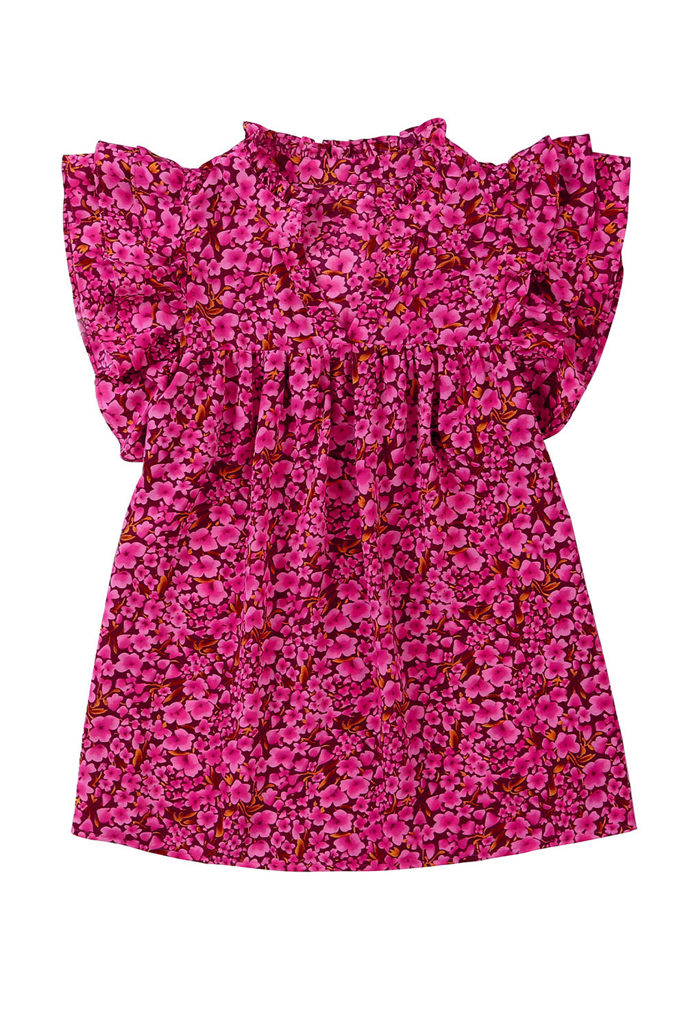 Floral Print Tiered Ruffle Sleeve V Neck Boho Top