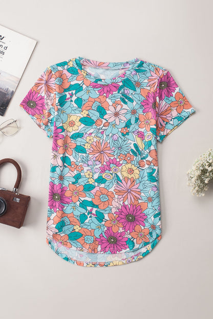 Multicolor Floral Print Casual Halter Top