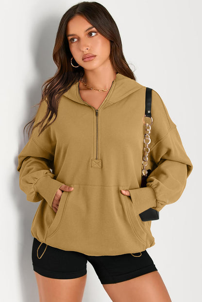 Kangaroo Pocket Half Zipper Oversized Hoodie