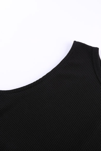 Crew Neck Basic Waffle Tank Top
