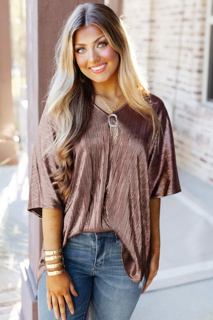 Textured Oversize Casual Tunic T Shirt