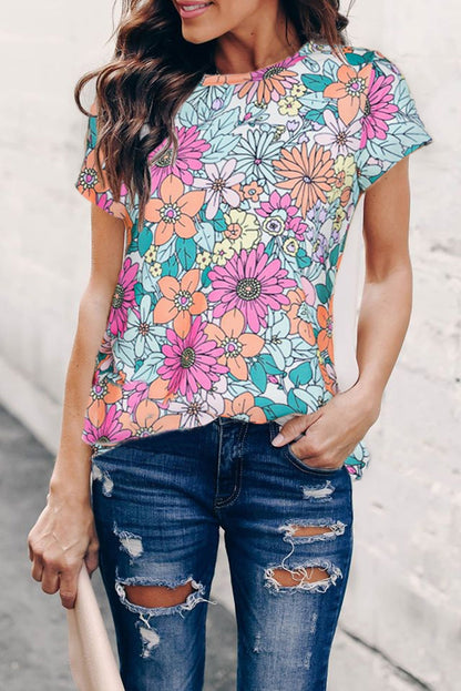 Multicolor Floral Print Casual Halter Top