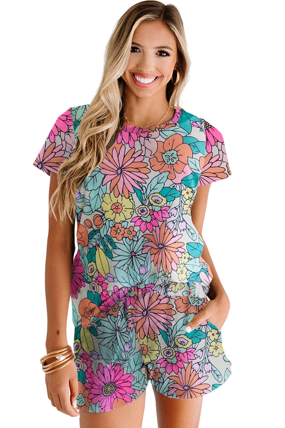 Multicolor Floral Print Casual Halter Top