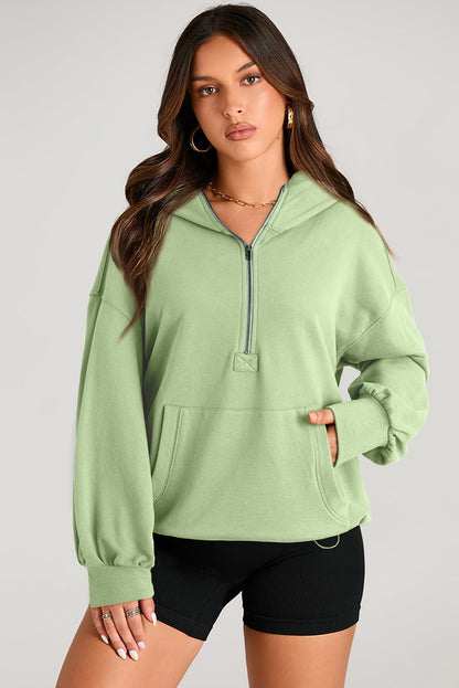 Kangaroo Pocket Half Zipper Oversized Hoodie