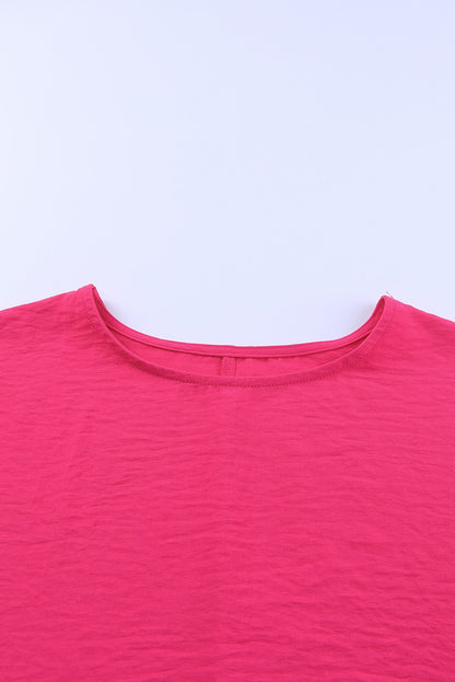 Casual Shirred Cuffs Half Sleeve Top