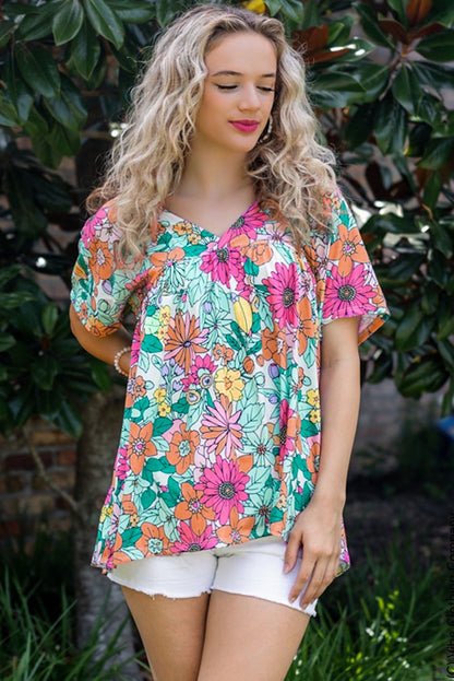 Multicolor Floral Print Casual Halter Top