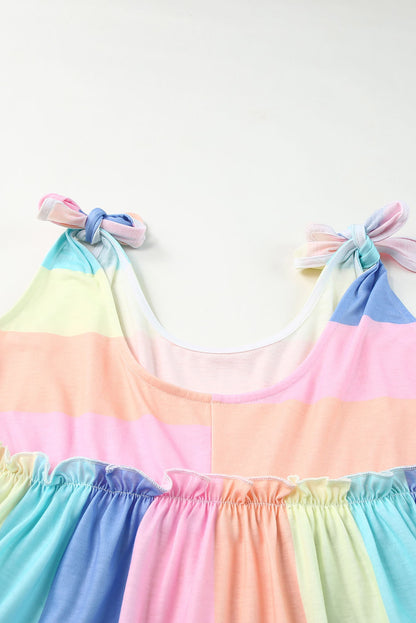 Multicolor Colorblock Striped Casual Tank Top