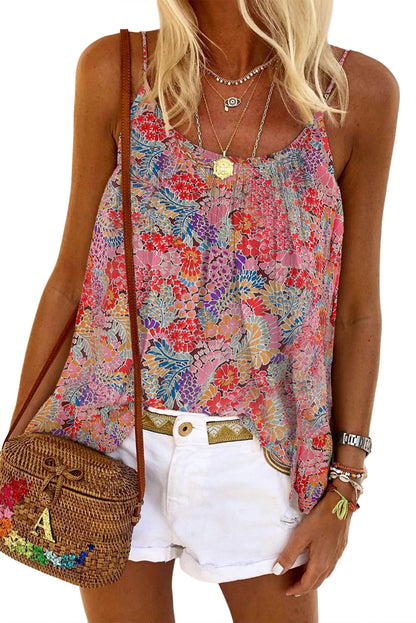 Multicolor Floral Print Smocked Cuffs Long Sleeve Blouse
