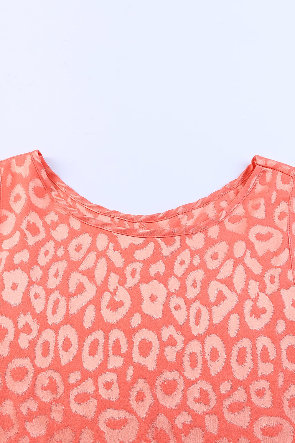 Rosy Satin Jacquard Sleeveless A-Line Leopard Print Dress