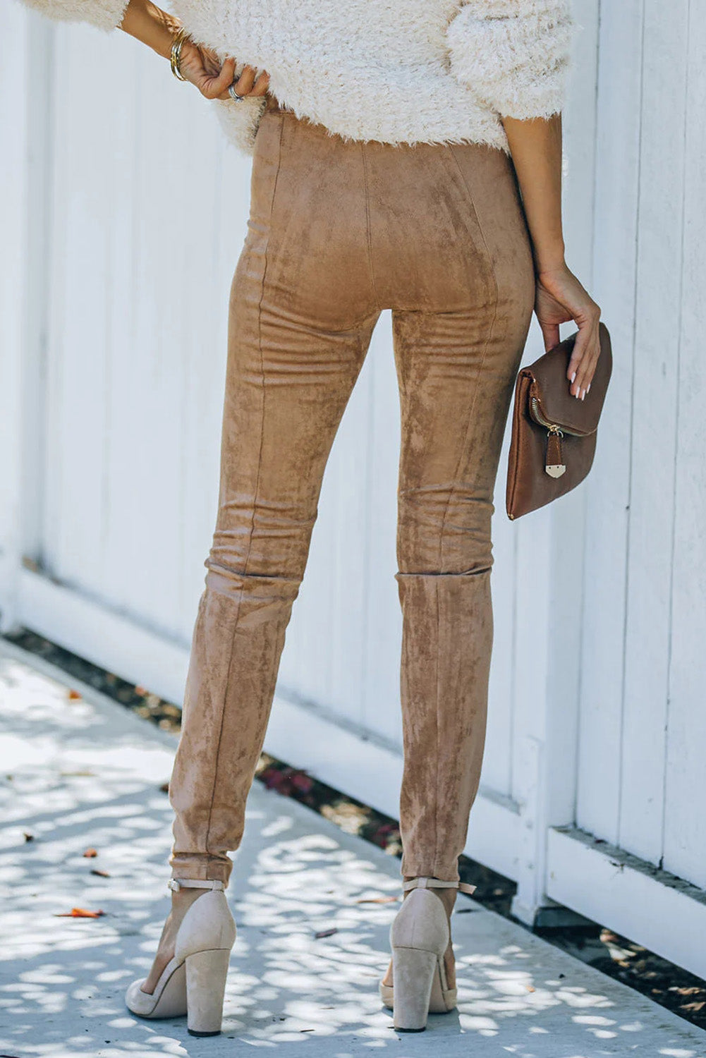 Jungle Mid Rise Faux Suede Skinny Leggings