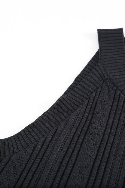 Casual Crew Neck Knit Crop Tank Top