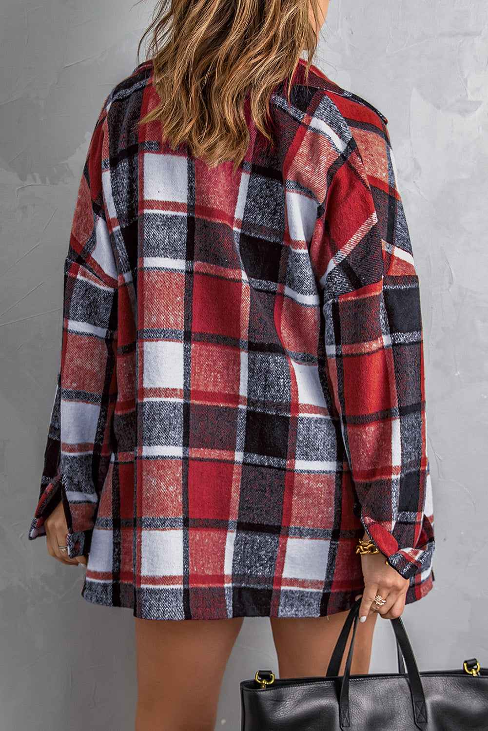 Plaid Button Up Long Sleeve Flannel Shacket