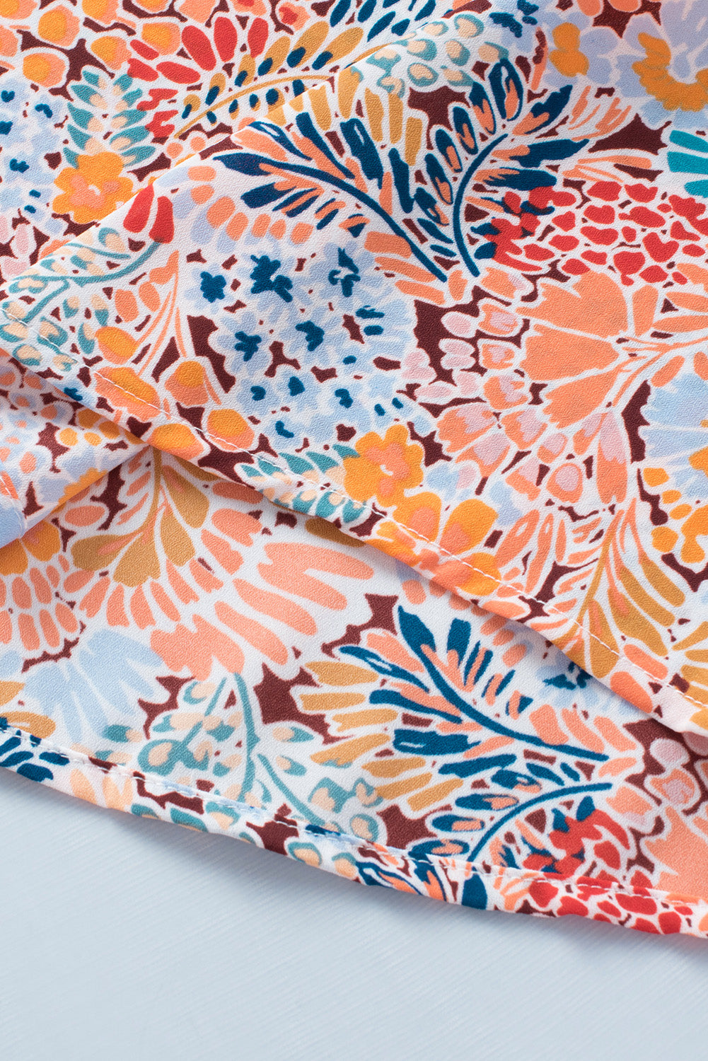 Multicolor Floral Print Smocked Cuffs Long Sleeve Blouse