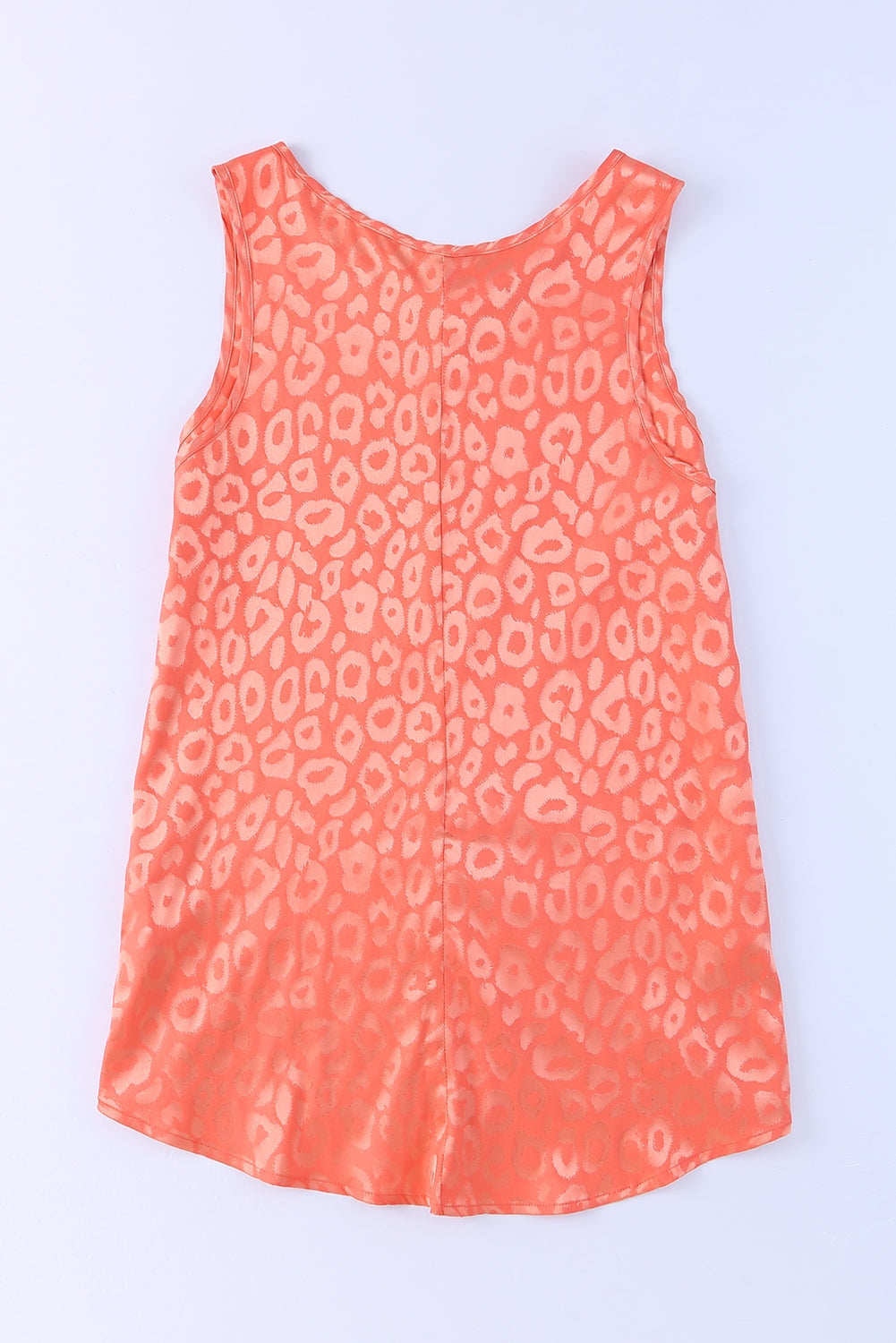 Rosy Satin Jacquard Sleeveless A-Line Leopard Print Dress