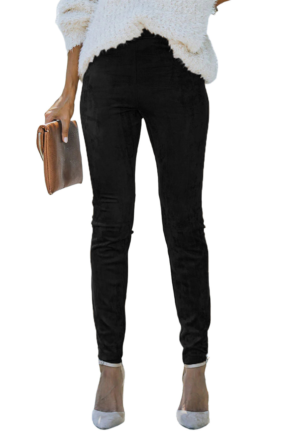 Jungle Mid Rise Faux Suede Skinny Leggings