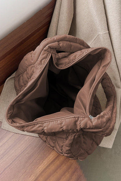 Casual Quilted Zipper Large Shoulder Bag
