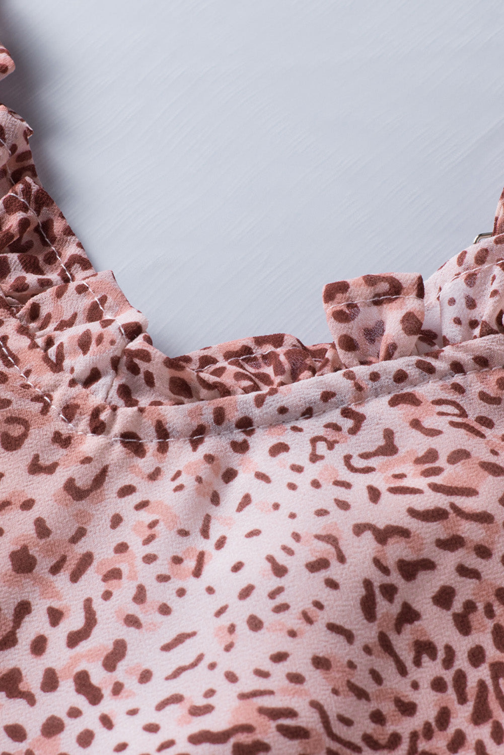 Cheetah Sexy Frill V Neck Spaghetti Strap Cami Top