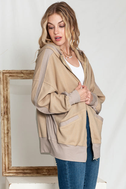 Thermal Zip Up Waffle Hoodie Jacket