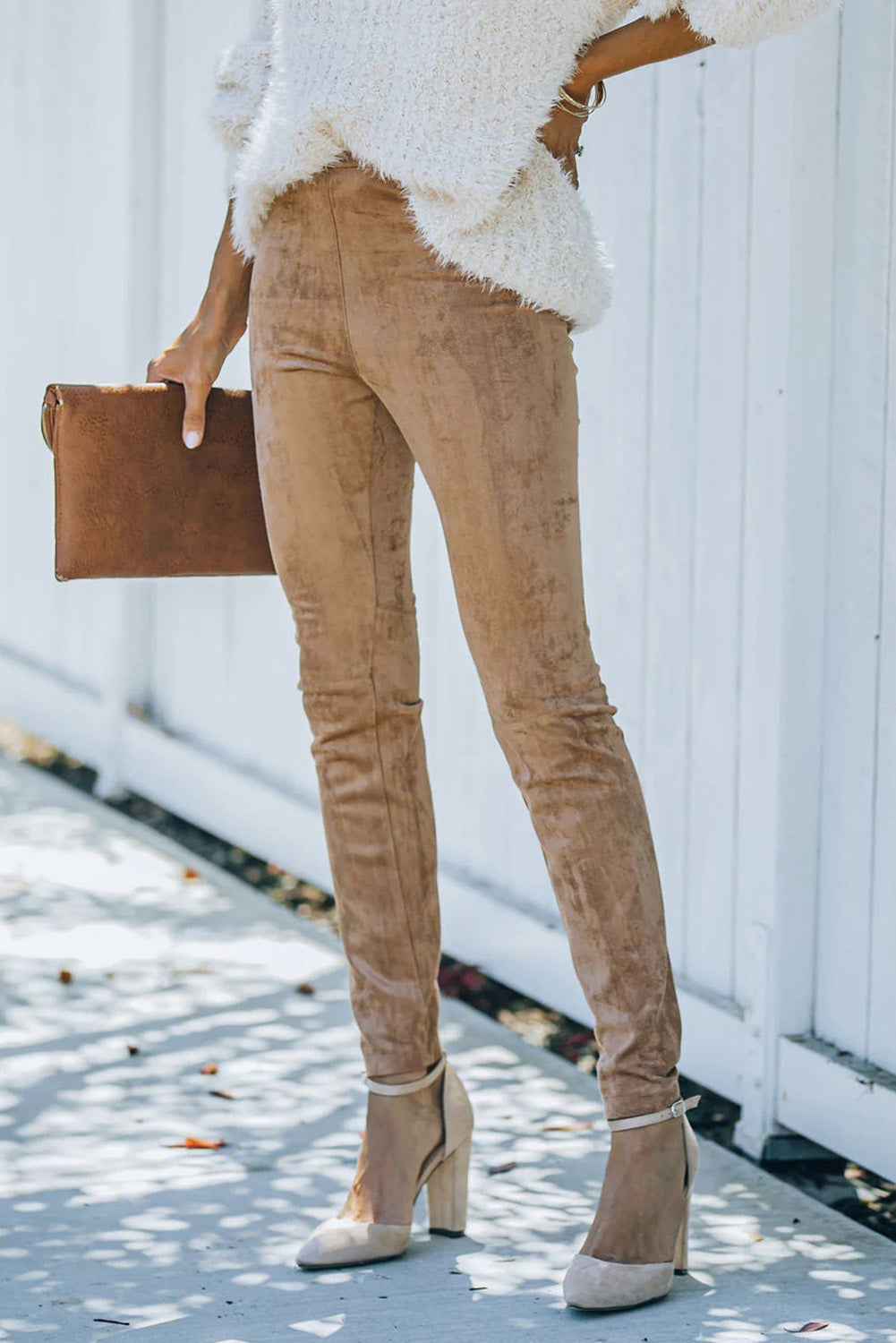 Jungle Mid Rise Faux Suede Skinny Leggings