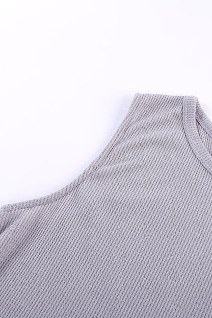 Crew Neck Basic Waffle Tank Top