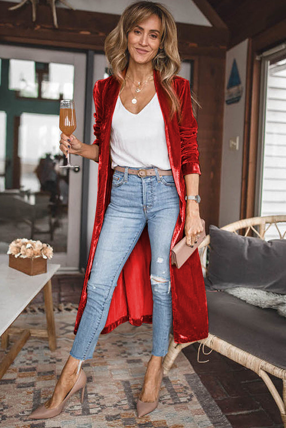 Pocketed Open Front Long Cardigan