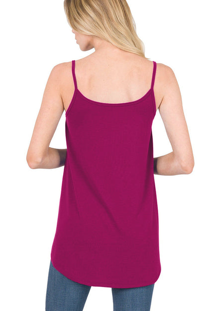 Clay Spaghetti Strap V-Neck Flowy Tunic Cami Top