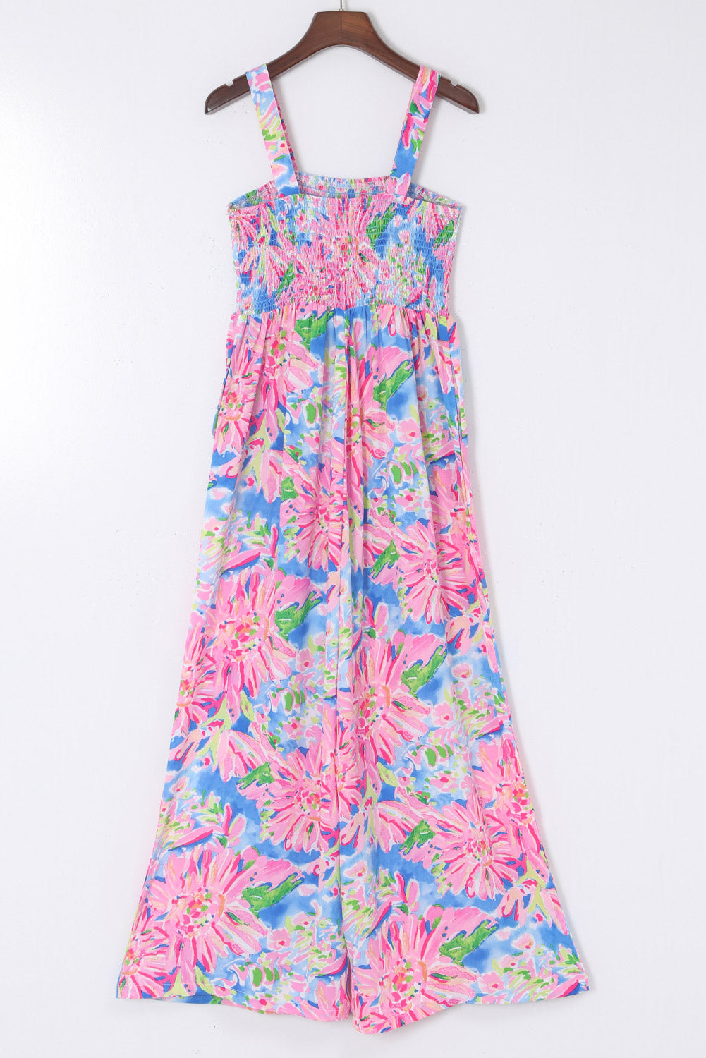 Abstract Floral Print Split V Neck Short Sleeve Blouse