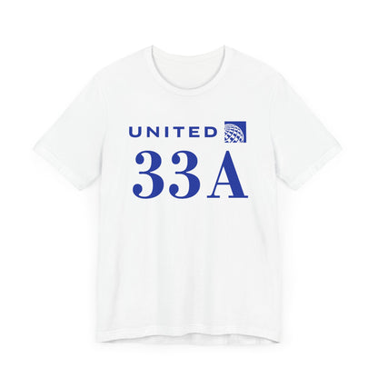 United Airlines 33A Unisex Jersey T-Shirt - Perfect Gift for Travelers