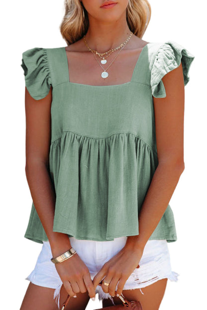 Casual Flutter Shoulder Babydoll Sleeveless Shirt