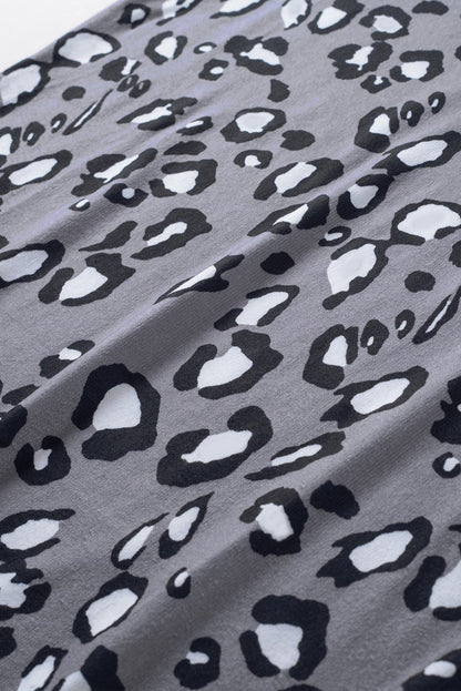 Khaki Cheetah Print Sleeveless Crew Neck Tank Top