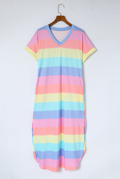 Multicolor Colorblock Striped Casual Tank Top