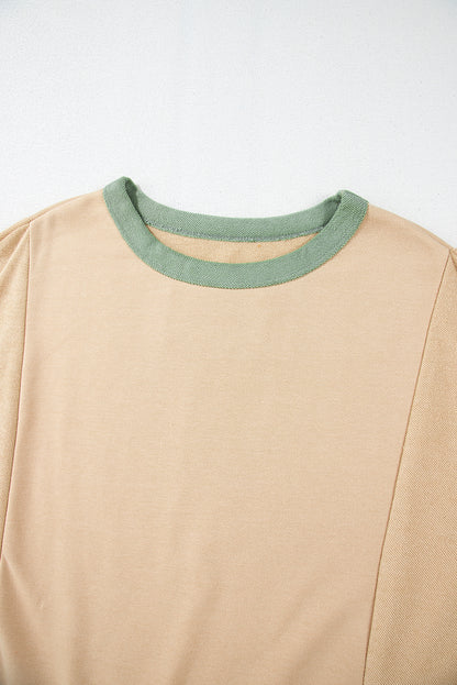 Light Pink Star Patchwork Exposed Seam Oversized Sweatshirt