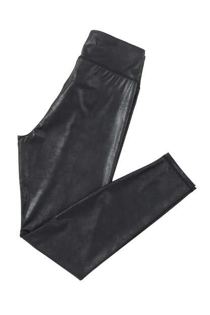 Dip Waist Sleek Leather Leggings