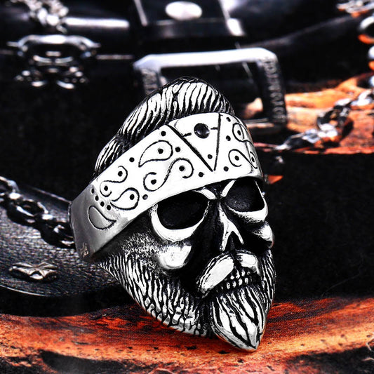 Slick Haired Hippy Skull Rings