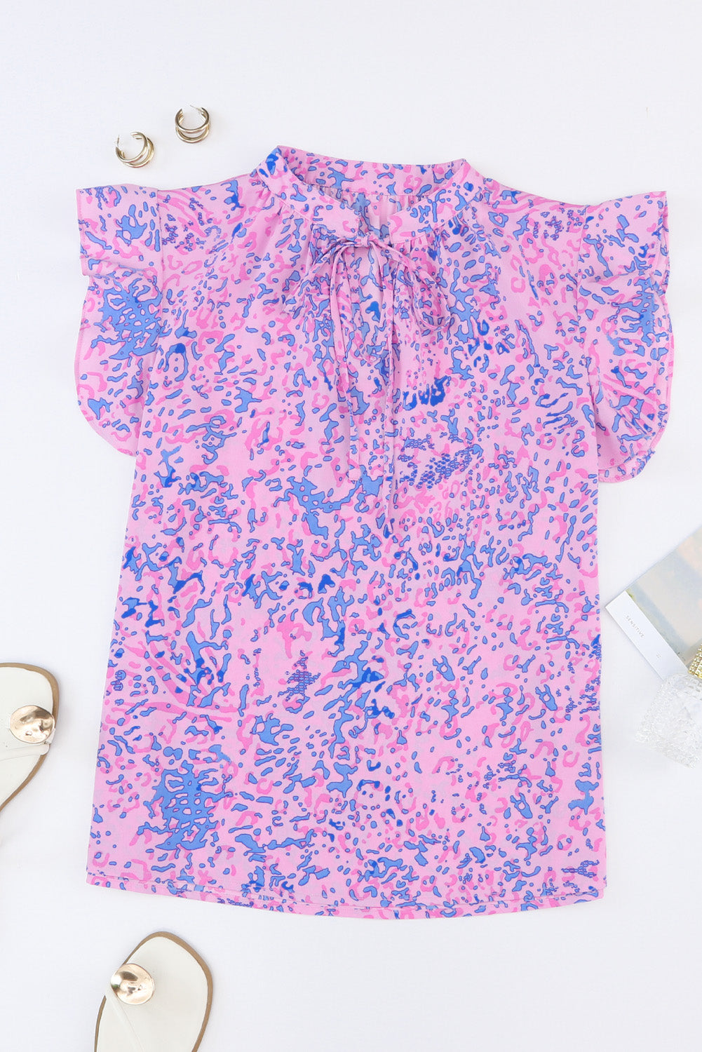 Leopard Print V Neck Sleeveless Top