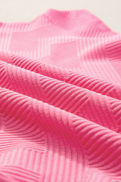 Gray Textured Loose Fit T Shirt & Drawstring Pants Set