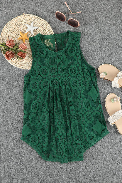 Elegant Sleeveless Flower Lace Top for Summer