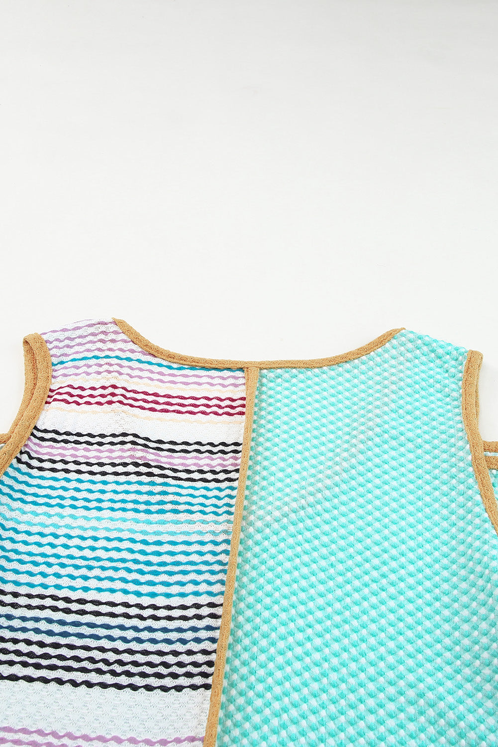 Multicolor Color Block Exposed Seam Casual V Neck Tank Top